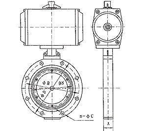 GIQ-B/AB型系列高真空氣動蝶閥外形尺寸圖
