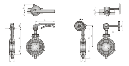 防結露鋁合金壓鑄蝶閥外形尺寸圖