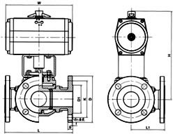 Q648/Q649氣動三通球閥結(jié)構(gòu)圖
