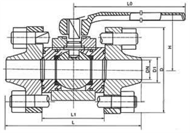 Q61N鍛鋼高壓球閥外形尺寸圖