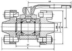 Q61N-160/320 高壓對焊球閥外形尺寸圖