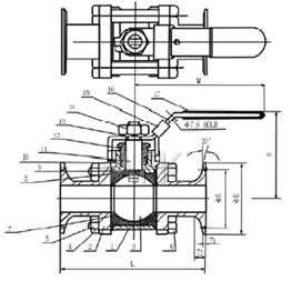 三片式卡箍球閥總裝圖